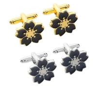 MOKKHNB Japanische Manschettenknöpfe 2 Paare mit Blumenmuster Metall Knöpfe für Damen Business und Festmode Stilvolle Ärmelverzierung für Hemden und Anzüge