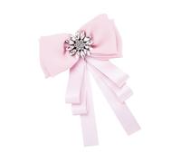 MOKKHNB Rosa Kreative Brosche aus Legierung und Stoff mit Strass Schleifen Brustnadel Damen Modisch Dekorative Anstecknadel für Geburtstag und Jubiläum