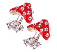 MOKKHNB Strassverzierte Pilz Anstecknadeln aus Legierung 2 Stück Cartoon Broschen Kleine Pins für Damen Tragbarer Schmuck für Verschiedene Anlässe