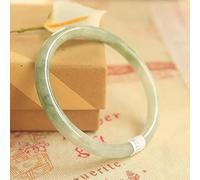 MOKLYF Natürlicher Jade-Armreif der Güteklasse A, Hellgrüner Jade-Armreif, Dünner runder Jade-Armreif, Bringt Glück, Mit Schmuckschatulle, 54-64 mm, Einfarbig-64 mm(Einfarbig-60mm