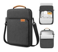 MoKo 13,3-14" Laptop Hülle, Tragetasche Kompatibel mit MacBook Air 13 M3 M2 2024-2018, MacBook Pro 14 M3 M2 2024-2021, Galaxy Tab S8 Ultra 14,6", Tragetasche mit Schultergurt & Griff, Schwarz+Grau