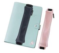 MoKo 2 Stück Federmäppchen, PU Leder Federtasche mit Elastisch Band, Stifthalter Notizbuch stifteetui für Tagebuch, Notizbuch, Schulbedarf für Schule und Büro, Roségold & Dunkelblau