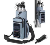 MoKo Magnet Turnbeutel, Magnet Wasserflaschenhalter mit Transparente Handytasche, Eingebaut 4 Magneten Fitness Tasche für Männer Frauen, kompatibel mit Meisten Wasserflaschen, Gym Geschenke, Blau