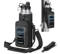 MoKo Magnet Turnbeutel, Magnet Wasserflaschenhalter mit Transparente Handytasche, Eingebaut 4 Magneten Fitness Tasche für Männer Frauen, kompatibel mit Meisten Wasserflaschen, Gym Geschenke, Schwarz