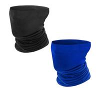 MoKo Multifunktionstuch, 2 Stück Gesichtsmaske Stirnbänder Elastisch Nahtlos Sturmmaske Kopfband Schlauchschal Bandana Maske Halstuch, für Sport Radfahren Laufen Hofarbeit UV-Schutz, Schwarz-Blau
