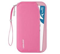 MoKo Reisepass Tasche Familie, RFID Reisepasshülle für Damen und Herren, Ausweistasche mit Mehreren Fächern, Reiseetui Reiseorganizer Dokumente Organizer für Karten Ausweise Tickets Schlüssel, Rosa