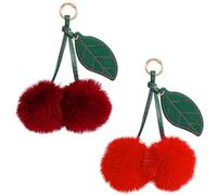 Molain 2 Stück Kirsch-Bag Charm, Plüsch Schlüsselanhänger Anhänger Tasche für Damen Taschenanhänger Schlüsselring Schlüssel-Accessoire Glücksbringer für Handtaschen, Geschenk