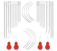 Molain 28 Stück Nähnadeln, Gebogene Nähnadel, Ledernadel Sattlergarn Ledernadeln mit 4 Stück Nadeleinfädler Leder Nähwerkzeug für Armband Schmuck Handwerk und Schmuckherstellung