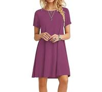 MOLERANI Damen Sommerkleider Casual T-Shirt Kurzarm Strandkleid Loose Swing Damen Kleid (2XL, Mauve)