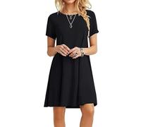 MOLERANI Damen Sommerkleider Casual T-Shirt Kurzarm Strandkleid Loose Swing Damen Kleid (2XL, Schwarz)