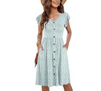 MOLERANI Damen Sommerklieid Rüschen Ärmel Freizeitkleid GS 3XL