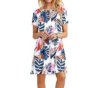 MOLERANI Sommerkleider für Damen Lässiges T-Shirt Kleid Kurzarm Damen Strandkleid (XL, Blue Plantain)