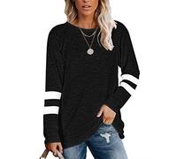 MOLERANI Sweatshirt Damen Langarmshirt Rundhals Oversize Pullover Oberteile Freizeit T Shirts für Herbst Winter (XL, Schwarz)