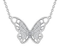 Molioaki Schmetterling Kette 925 Sterling Silber Halskette Damen mit Zirkonia Schmetterling Anhänger Länge 45-50 cm Choker Schmuck für Frauen und Mädchen Geschenke für Freundin
