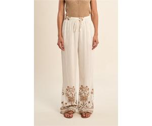 molly bracken - Marlenehose mit Ethno-Stickerei beige - Gr. - XL