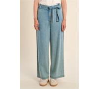 molly bracken - Marlenehose mit hohem Bund und Bindegürtel blau - Gr. - L
