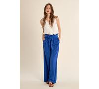 molly bracken - Marlenehose mit hohem Bund und Bindegürtel blau - Gr. - S