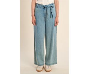 molly bracken - Marlenehose mit hohem Bund und Bindegürtel blau - Gr. - S