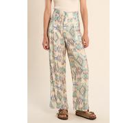 molly bracken - Marlenehose mit weitem Bein und Allover-Muster beige/grün - Gr. - XS