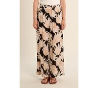molly bracken - Marlenehose mit weitem Bein und floralem Allover-Print beige/schwarz - Gr. - XS