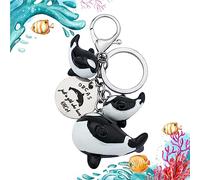 MollyQueen Orca Wal Orca Geschenke Wal Schlüsselanhänger Killerwale Geschenk Ozean Wildlife Free Spirit Geschenke für Frauen, Orca Wal Schlüsselanhänger Schwarz und Weiß, Standard größe