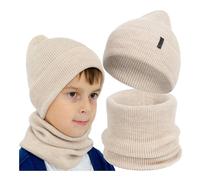 molti Kinder Beanie und Schlauchschal - Merino Wolle, Strickmütze und Loop Schal für Jungen & Mädchenwarm & atmungsaktiv, Frühling & Herbst, in 5 Farben