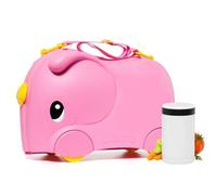MOLTO | Kinderkoffer Molto Smiler Pink + Thermoskanne 500 ml | Kinderreisekoffer, Kinderhandgepäck, Kinderhandgepäck, Lernspielzeug für Kinder, Für Kinder ab 36 Monaten