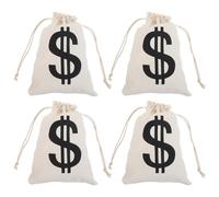 MOLUCKFU 4 Stück Kleine Baumwollbeutel mit Kordelzug Canvas Geldbeutel im Piratenstil Praktischer Schmuck Münzbeutel Beige für Reisen und Aufbewahrung