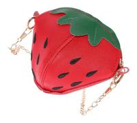 MOLUCKFU Kindergeldbörse Umhängetasche Erdbeere mit Kettenriemen Rot Polyester 13x10x4cm Alltag Mädchen Mini Crossbody Tasche