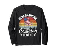 Mom Grandma Camping Legend Amerikanische Flagge Frauen Camping Langarmshirt