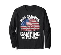 Mom Grandma Camping Legend Amerikanische Flagge Frauen Camping Langarmshirt