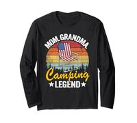 Mom Grandma Camping Legend Amerikanische Flagge Frauen Camping Langarmshirt