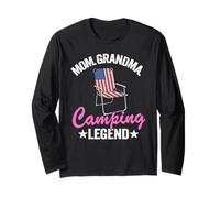 Mom Grandma Camping Legend Amerikanische Flagge Frauen Camping Langarmshirt