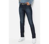 Mom-Jeans BONPRIX, Damen, Gr. 40, N-Gr, blau (dunkelblau used), Denim/Jeans, Obermaterial: 82% Baumwolle, 17% Polyester, 1% Elasthan, unifarben, regular fit lang, Jeans, Regular Fit, mit Eingrifftasch