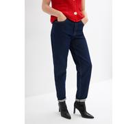Mom-Jeans BONPRIX, Damen, Gr. 50, N-Gr, tiefblau denim ungewaschen (länge: regulär), Obermaterial: 99% Baumwolle, 1% Elasthan, loose fit, Jeans, hoher Bund, verkürzte Beinlänge, lockere Passform, mit 