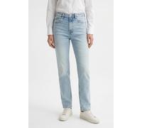 Mom-Jeans CALVIN KLEIN JEANS, Damen, Gr. 31, Länge 30, blau (lafayette), Denim/Jeans, Obermaterial: 99% Baumwolle, 1% Elasthan, unifarben, gerade, unten schmal lang, Jeans, Stretch-Denim, Used-Washed 