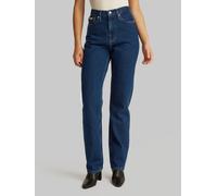 Mom-Jeans CALVIN KLEIN JEANS "HIGH RISE STRAIGHT", Damen, Gr. 27, Länge 30, blau (denim schwarz), Denim/Jeans, Obermaterial: 100% Baumwolle, unifarben, straight fit, Jeans Mom-Jeans, leichte Stoned wa