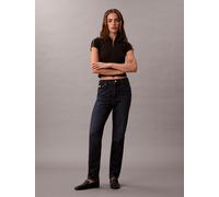 Mom-Jeans CALVIN KLEIN JEANS "NEW MOM JEAN", Damen, Gr. 28, Länge 30, blau (thompson), Denim/Jeans, Obermaterial: 99% Baumwolle, 1% Elasthan, gerade, unten schmal lang, Jeans, mit Markenlabel am Bund