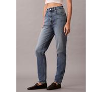 Mom-Jeans CALVIN KLEIN JEANS "NEW MOM JEAN", Damen, Gr. 32, Länge 32, delaware, Denim/Jeans, Obermaterial: 99% Baumwolle, 1% Elasthan, gerade, unten schmal lang, Jeans, mit Markenlabel am Bund (497803
