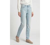 Mom-Jeans CALVIN KLEIN JEANS "NEW MOM JEAN", Damen, Gr. 33, Länge 32, blau (light opal), Denim/Jeans, Obermaterial: 99% Baumwolle, 1% Elasthan, unifarben, gerade, unten schmal normal, Jeans, Regular f