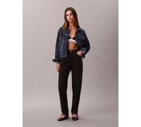 Mom-Jeans CALVIN KLEIN JEANS "NEW MOM JEAN", Damen, Gr. 33, Länge 32, schwarz (soft schwarz), Denim/Jeans, Obermaterial: 99% Baumwolle, 1% Elasthan, gerade, unten schmal lang, Jeans Mom-Jeans, mit Mar