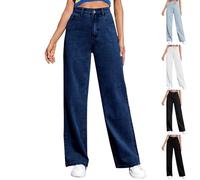 Mom Jeans Damen High Waist Destroyed High Waist Gerades Bein Baggy Jeanshose Straight Leg Hosen Stretch Sommerjeans Leicht Locker Hose Denim Blitzangebote des Tages
