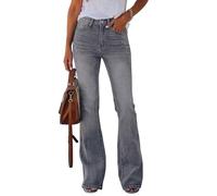 Mom Jeans Damen High Waist Flared Jeans Schlaghose Baggy High Waist Jeanshosen Weites Bein Stretch Jeanshose Boyfriend Wide Leg Hose Weite Locker Trachtenjeans Straight Hosen Große Größen Damenjeans