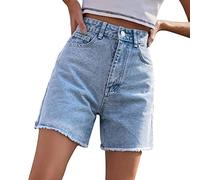 Mom Jeans Damen High Waist, Hellblaue Jeans Damen, Trendy Loose Casual Denim Shorts High Waist Loose Slimming Hose Tennis Shorts, Sale