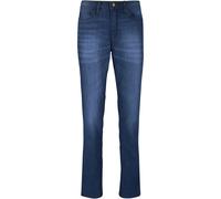 Mom-Jeans BONPRIX, Damen, Gr. 40, K-Gr, blau (dunkelblau used), Denim/Jeans, Obermaterial: 82% Baumwolle, 17% Polyester, 1% Elasthan, unifarben, regular fit lang, Jeans, Regular Fit, mit Eingrifftasch