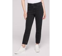 Mom-Jeans SOCCX, Damen, Gr. 28, Normalgrößen, schwarz, Material: 99% Baumwolle, 1% Elasthan, Abriebeffekte, weit, Jeans, mit hoher Leibhöhe (25833266-28) schwarz
