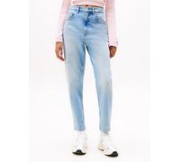 Mom-Jeans TOMMY JEANS "MOM JEAN UH TPR", Damen, Gr. 29, Länge 28, blau (denim light), Denim/Jeans, Obermaterial: 81% Baumwolle, 18% Lyocell, 1% Elasthan, unifarben, regular fit knöchelfrei, Jeans, mit