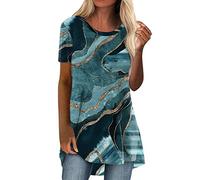 mom Shirt Langarmshirts Damen Tie Dye T-Shirts Langarm V-Ausschnitt Lose Basic Tunika Tops Casual T-Shirt Bluse Tshirt Oberteile Lässige Langarmshirt Color Block Shirt Einfarbig XXL