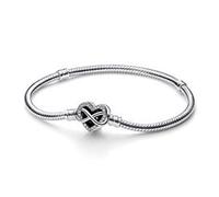 PANDORA Moments Schlangen-Gliederarmband mit Funklendem Unendlichkeits-Herzverschluss 592645C01 Damenarmband
