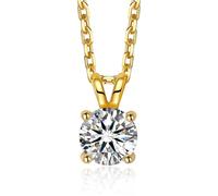 MomentWish Goldkette Halskette Damen, 0,5 Karat Moissanite Solitär Diamant Sterling Silber 925 Kette für Frauen